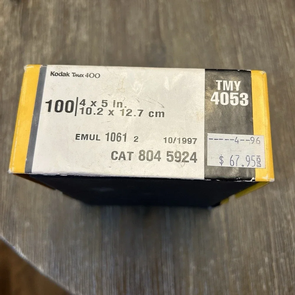 Vintage Kodak T-Max 400 TMY 4053 4x5 B&W Sheet Film Exp 1997 Open Box